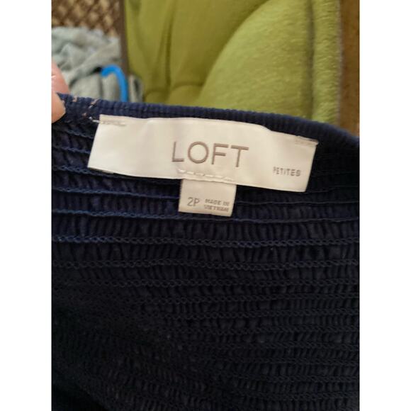 Loft Women's Dress Size 2P Navy Blue Floral Strappy Summer - Picture 9 of 10